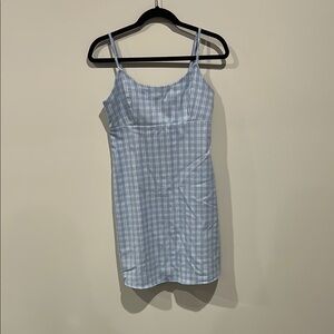 Blue Plaid Sleeveless Dress